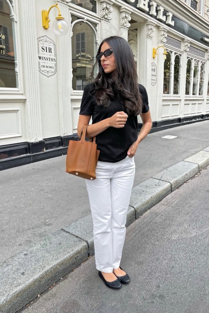 Black T-Shirt and White Jeans