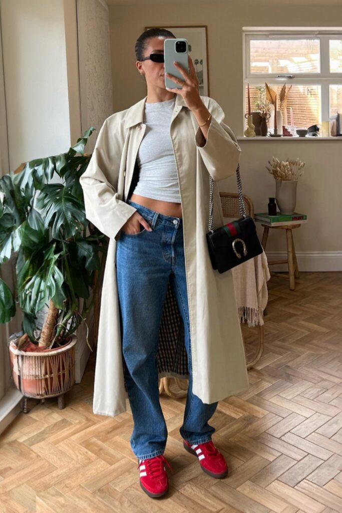 Trench Coat and Crop Top