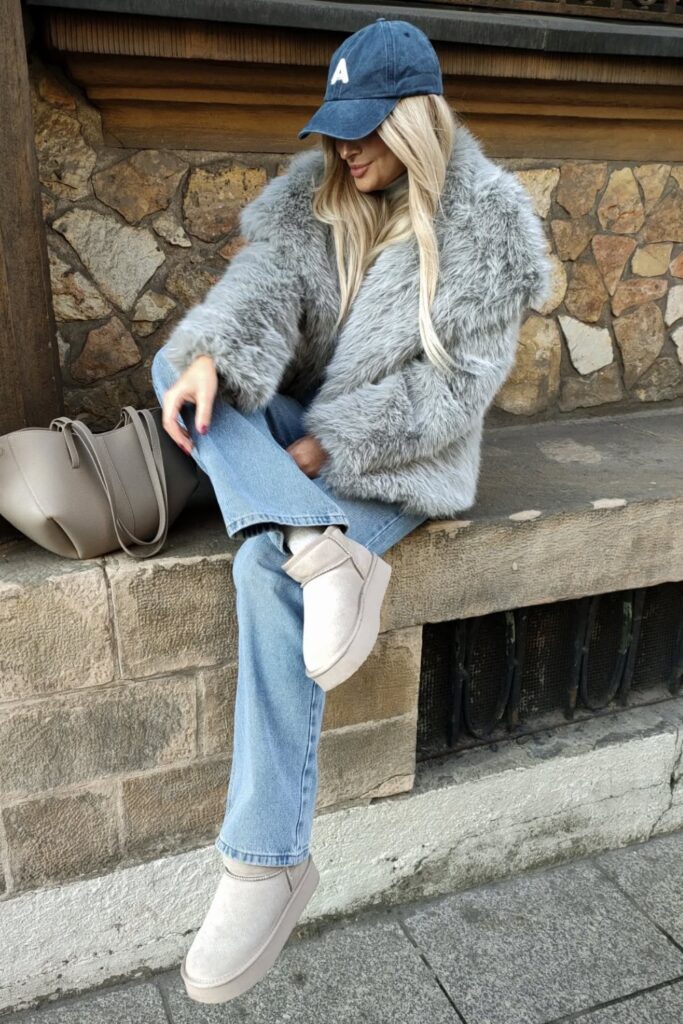 Fur Coat and Ugg Boots