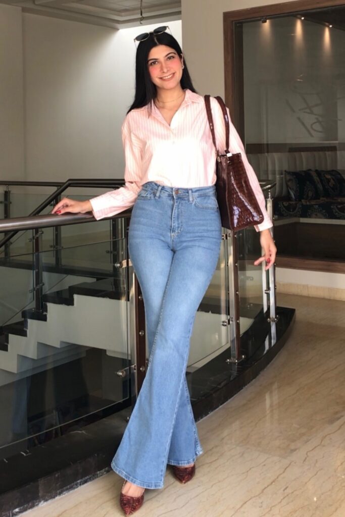 Striped Shirt and Leopard Print Heels