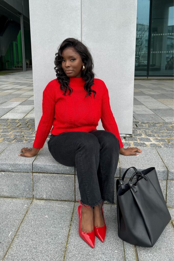 Bright Red Knit Sweater