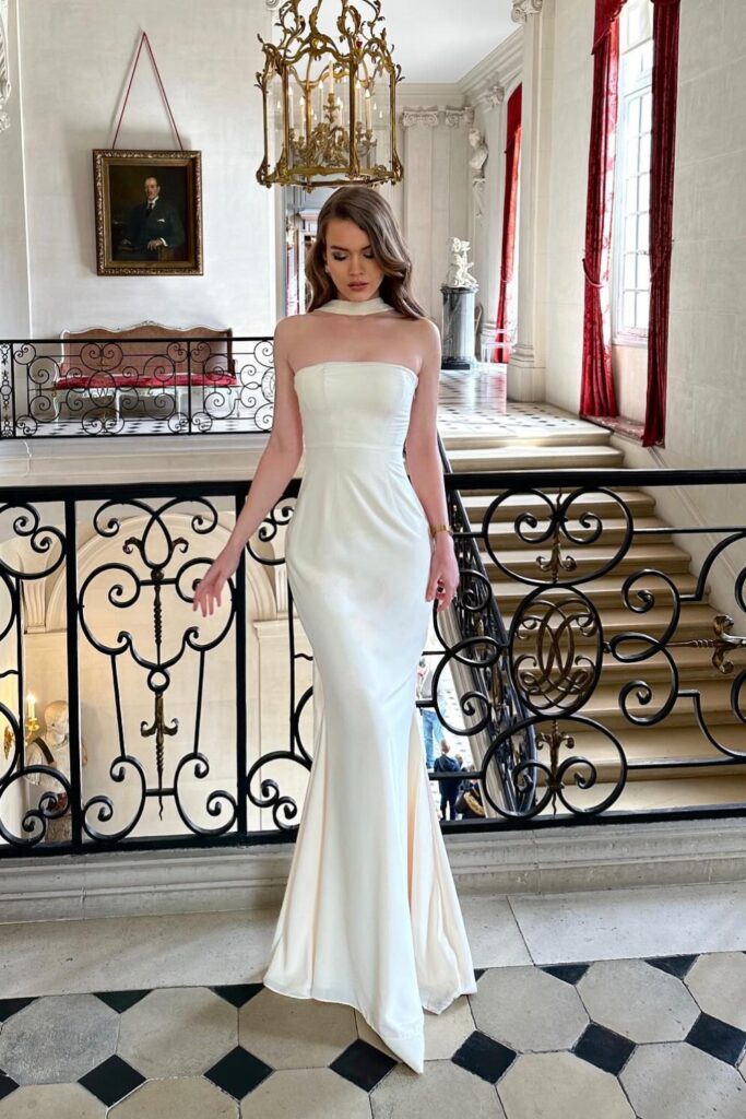 White Strapless Mermaid Gown