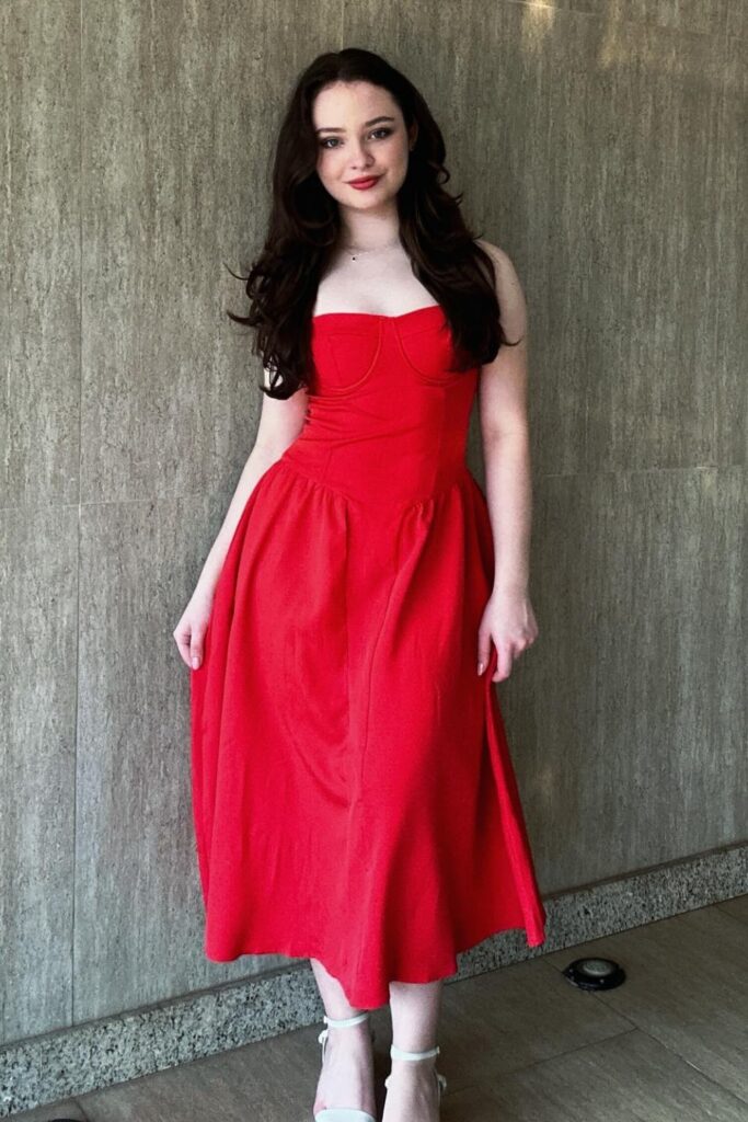 Red Strapless Midi Dress