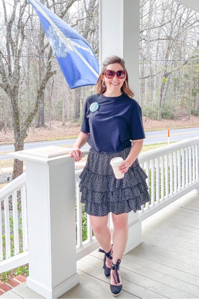 T-Shirt and Tiered Mini Skirt