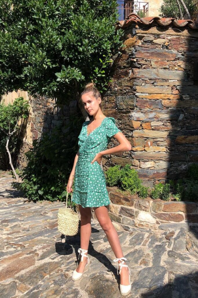 Green Floral Mini Dress