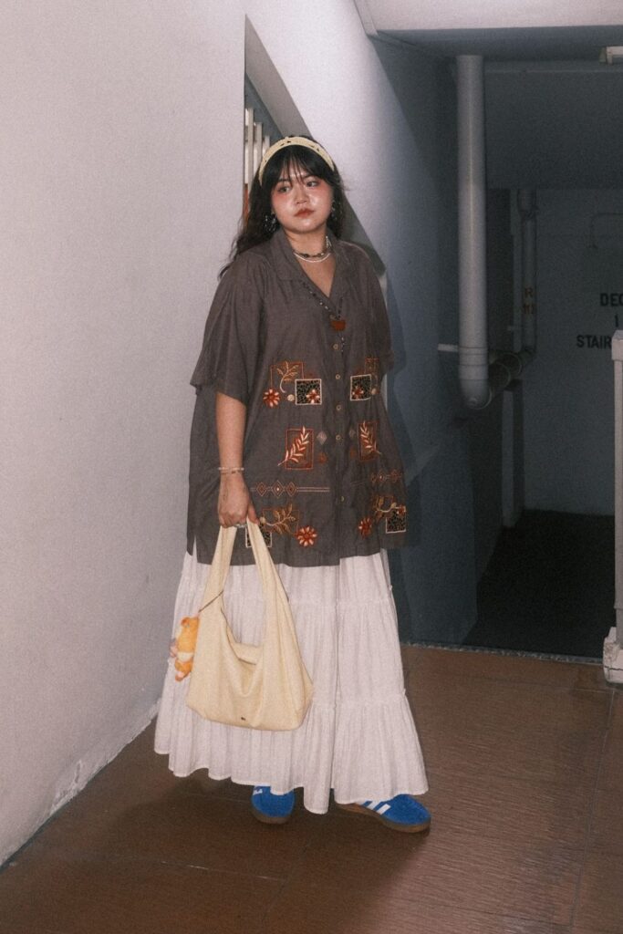 Embroidered Shirt with Maxi Skirt