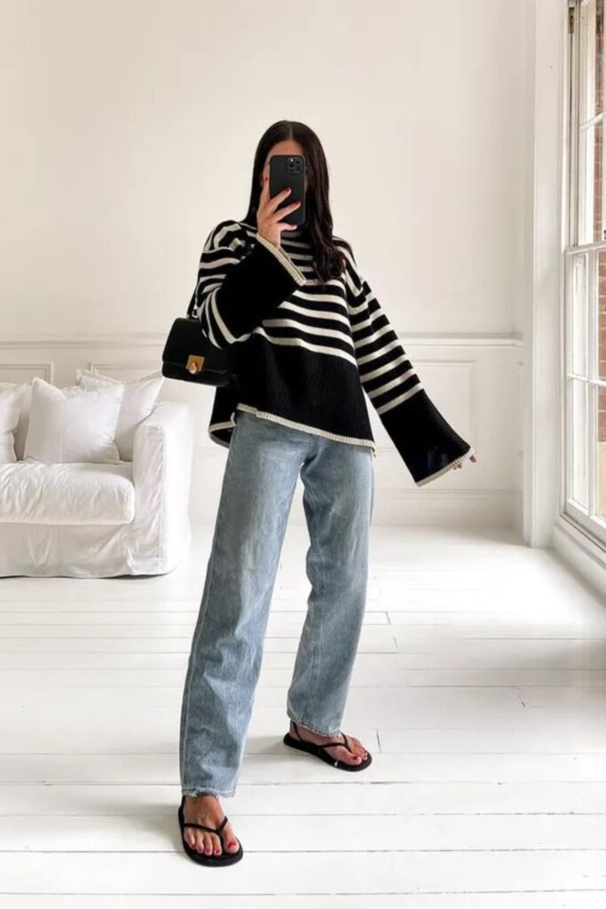 Classic Striped Sweater and Jeans