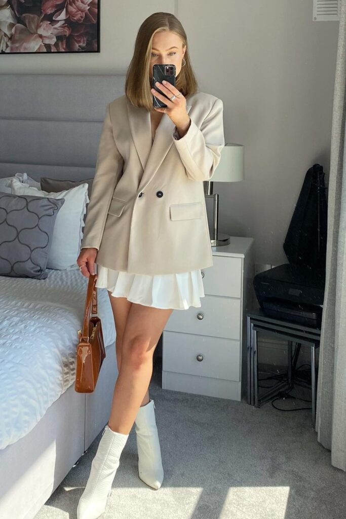 Oversized Blazer and Mini Skirt