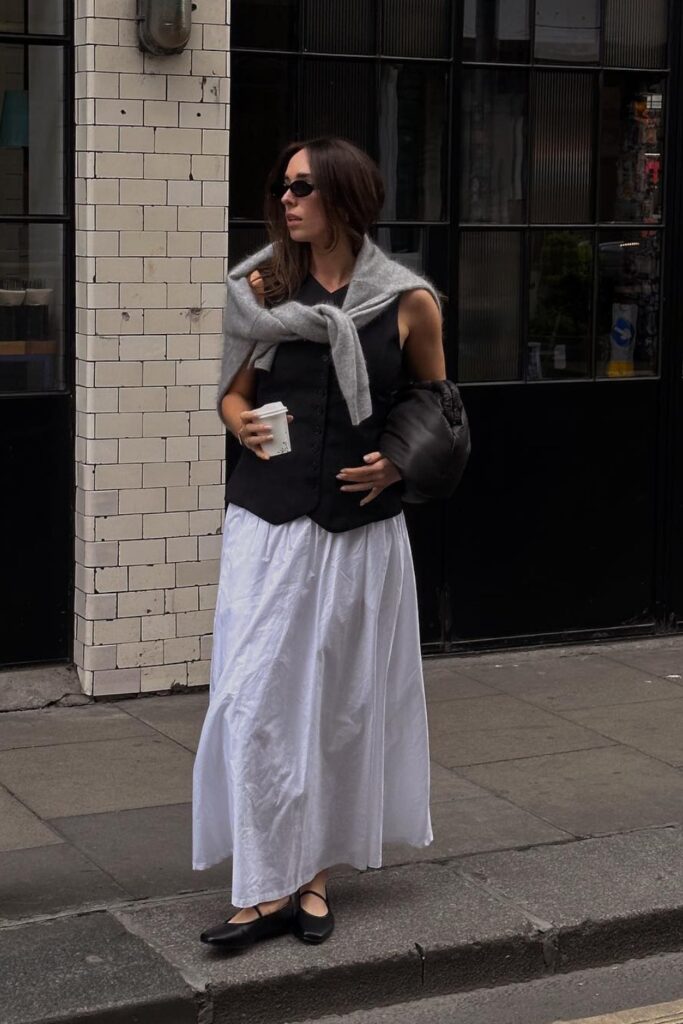 Sleeveless Top and Maxi Skirt with Sweater