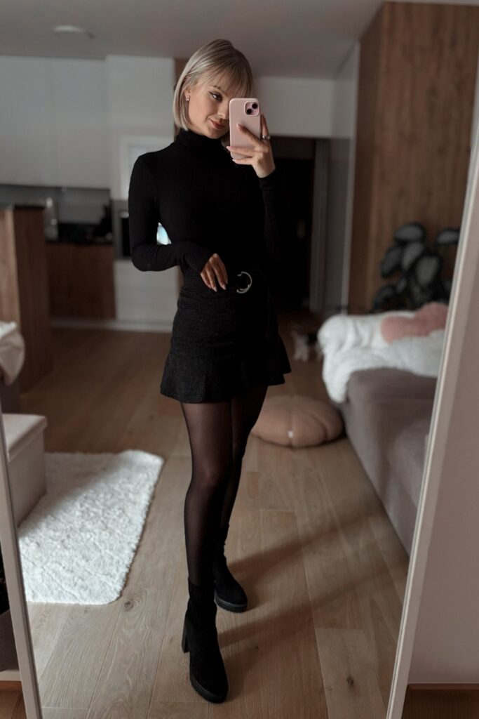 Turtleneck and Mini Dress