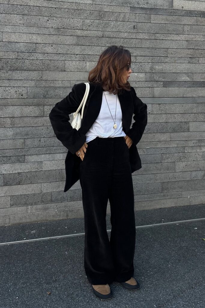 Black Blazer and White T-Shirt