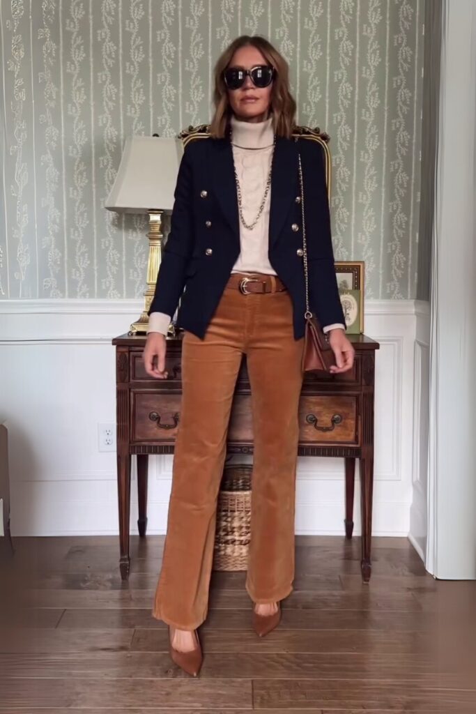 Double-Breasted Blazer and Turtleneck