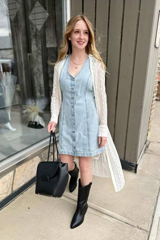 Denim Button-Up Dress