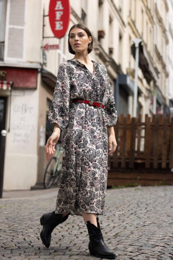 Dark Floral Print Maxi Dress