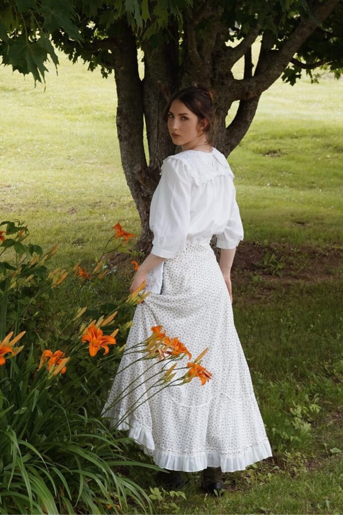 Puff-Sleeve Blouse and Floral Skirt