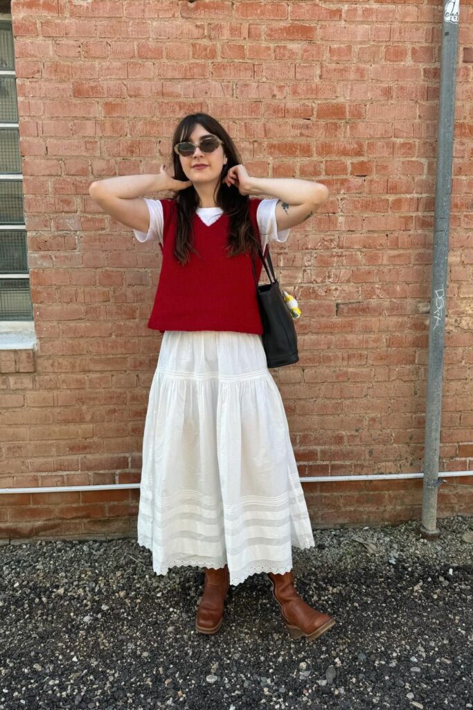 Maxi Skirt and Sweater Vest Combo