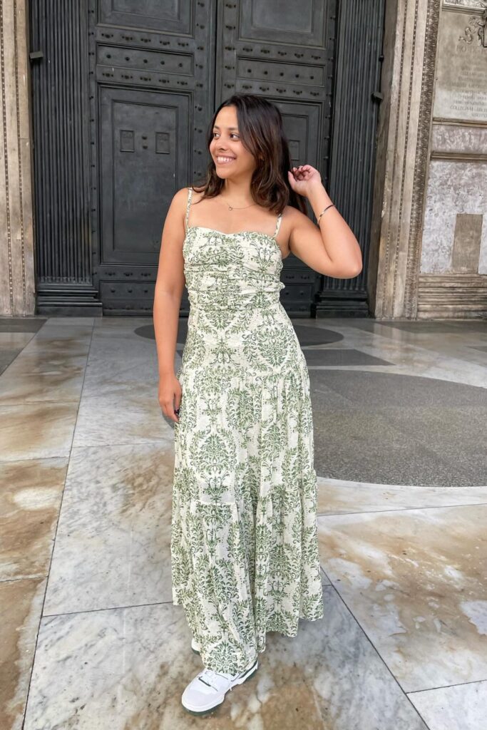 Floral Maxi Dress with Sneakers