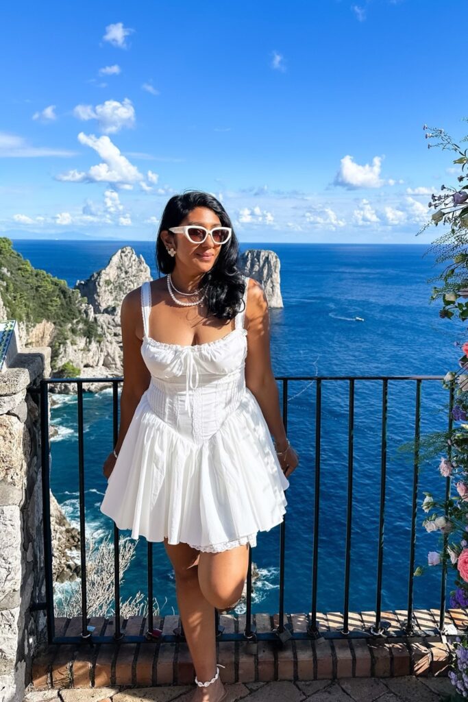 White Mini Dress with Full Skirt