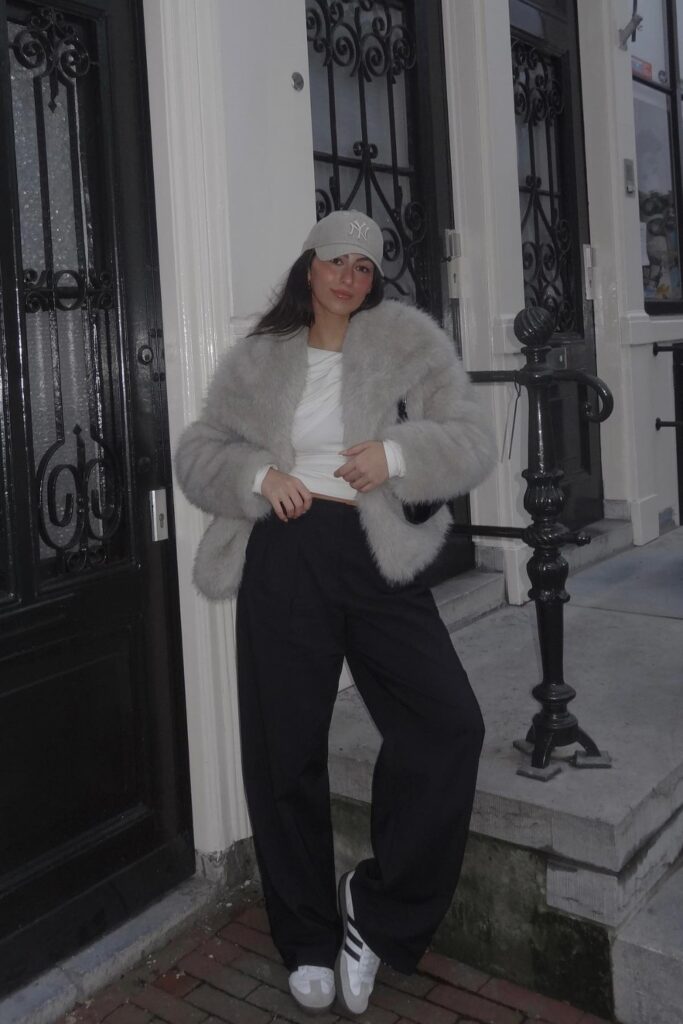 Fluffy Jacket and Wide-Leg Pants