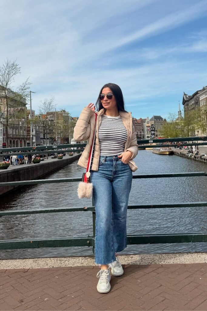Striped Top and Puffer Jacket