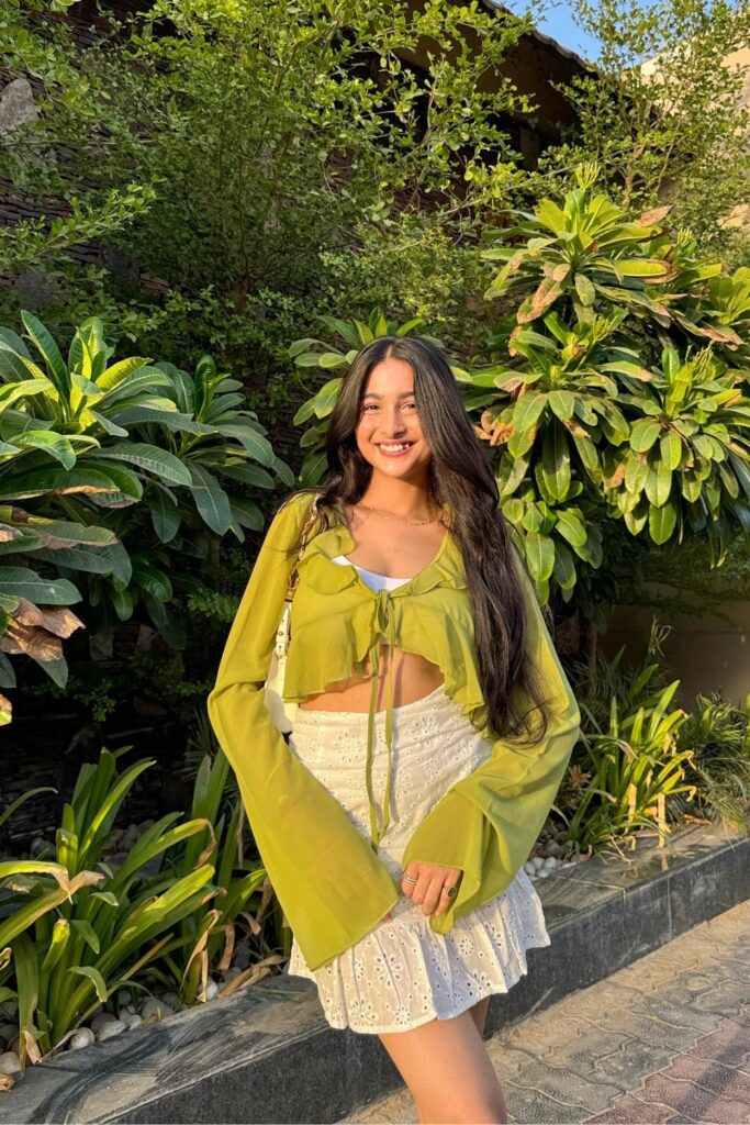 Lime Green Crop Top and Eyelet Skirt