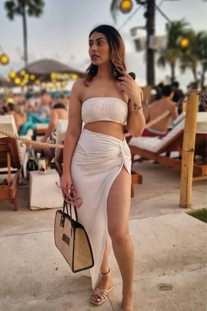 White Bandeau and High-Slit Maxi