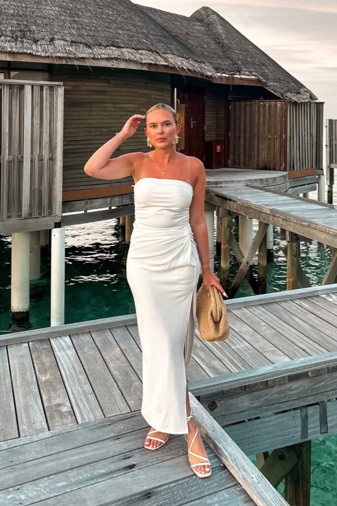 White Strapless Maxi Dress