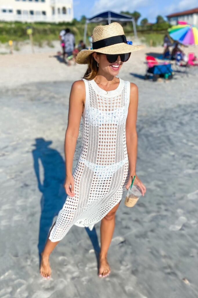 White Crochet Cover-Up Dress